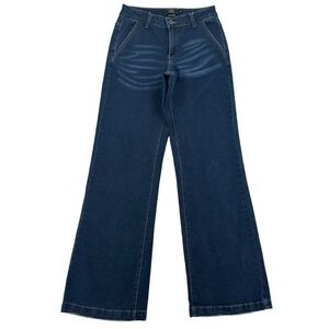 L&B (Lucky & Blessed)  Palazzo Trouser Jeans Stretch Whiskered Wide Leg Women 6